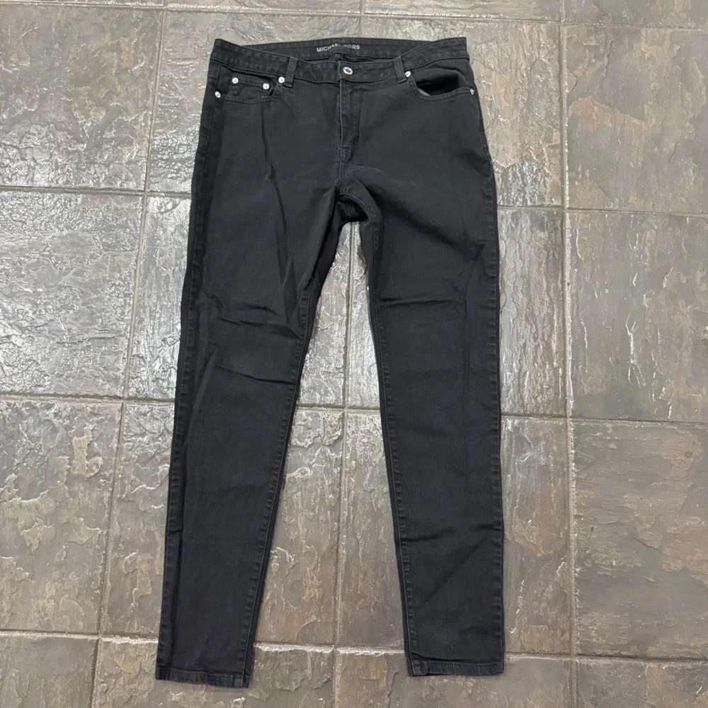 Michael Kors Jet Black Trouser Skinny Jeans Stretch Denim Size 12